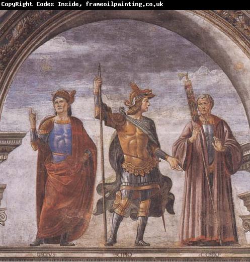 Sandro Botticelli Domenico Ghirlandaio and Assistants,The Roman heroes Decius Mure,Scipio and Cicero